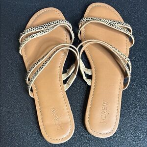 J. Crew Tan and Black Women's Sandals Leopard Animal Print Strappy 8 1/2